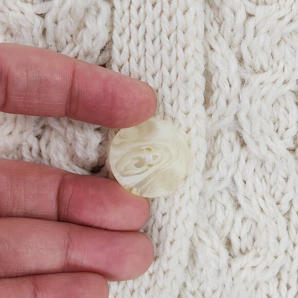 Aran Crafts Sweater Womens XL Cream Merino Wool Cable Knit Cardigan Ireland - Picture 3 of 12